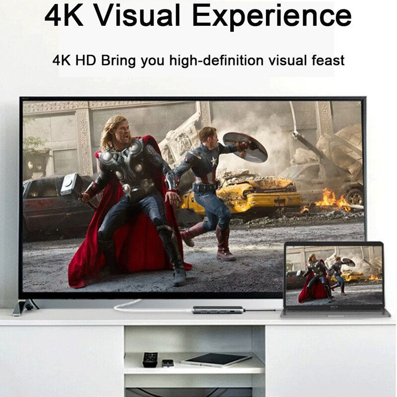 Usb c til hdmi adapter ,5- i -1 type c til hdmi 4k adapter  pd 87w hurtigoplader, til pro, luft type c enheder