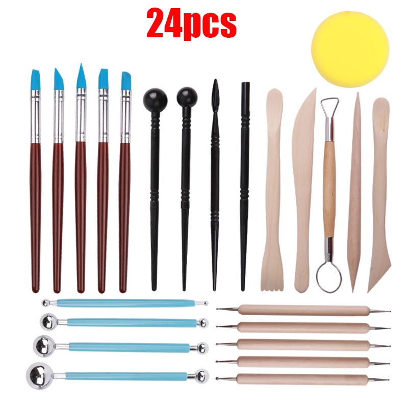 Clay Sculpting Tools Arts Crafts Set Soft Clay Pottery Carving Tool Fimo Modeling Wooden Handle Polymer Clay Ceramics Painting