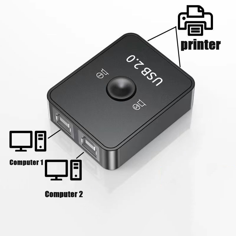 Drucker-teilen-Schalter, Drucker-Splitter, USB-schalten-Gerät für 2 Computer, Verbindung mit 1 Drucker zusammen