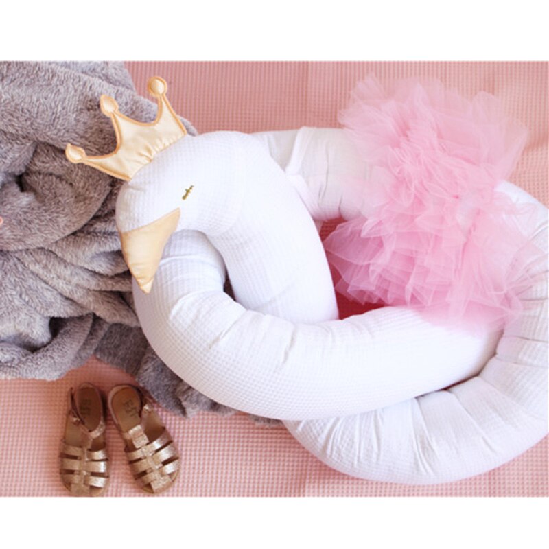Nyfødt baby kofanger krybbe barneseng fyldt toddler sengetøj beskytter lang søvn svane elefant kofangere børneværelse dekor 190cm: Svane kofanger