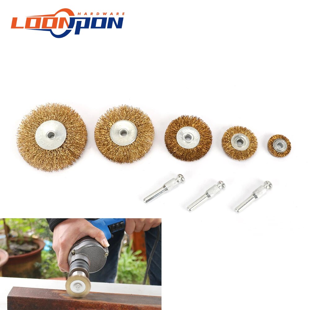 5Pcs Polishing Brush Wire Wheel Grinder Rotary Grinding Buffing Electric Abrasive Tools Stainless Steel Hole Dia 6mm Brand