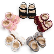Focosorn – sandales en dentelle à semelle souple pour bébé fille, chaussures d'été à fleurs,