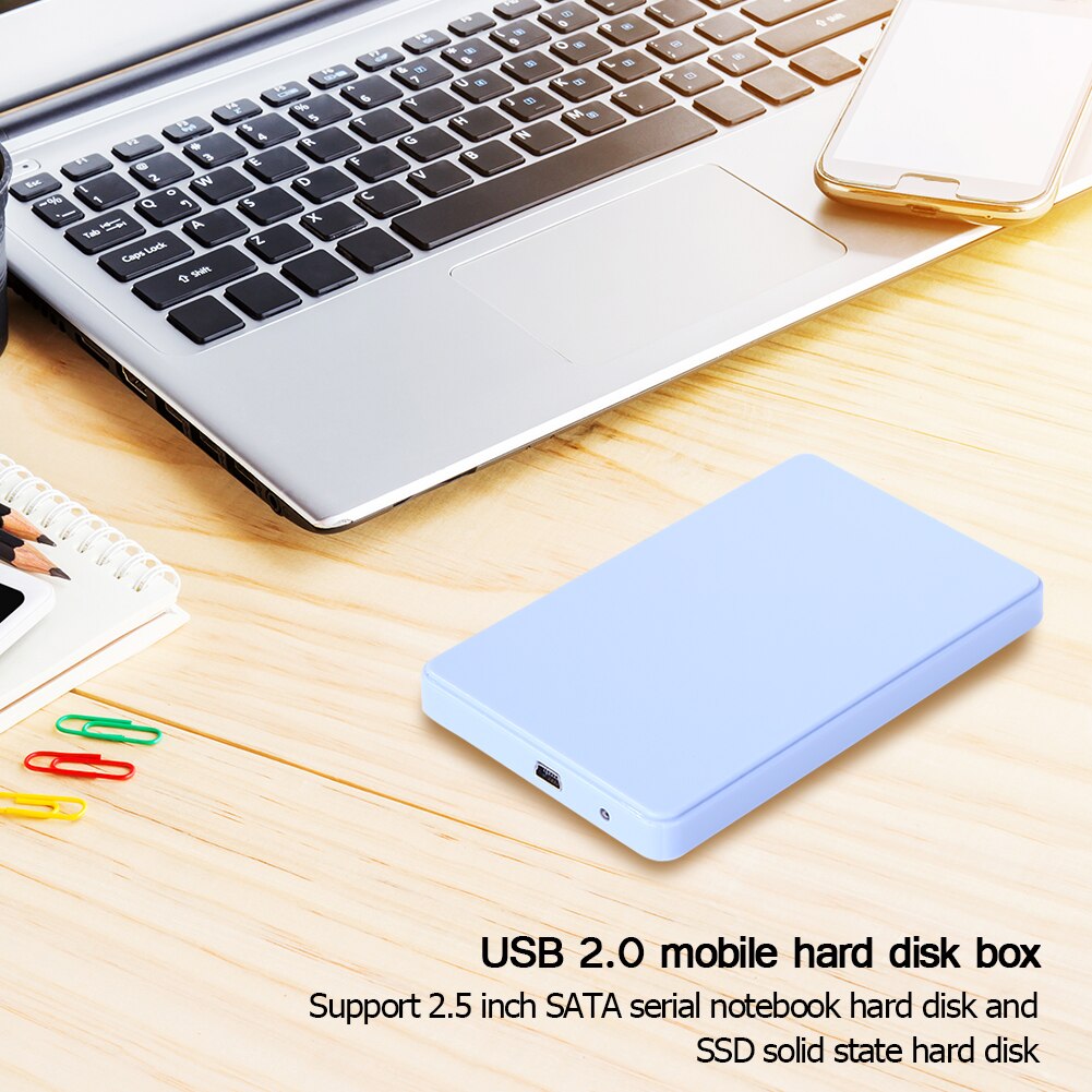 2.5" USB 2.0 SATA HD Box 1TB HDD Hard Drive External Enclosure Case Support Up to 2TB Data Transfer Backup Tool For PC Laptop