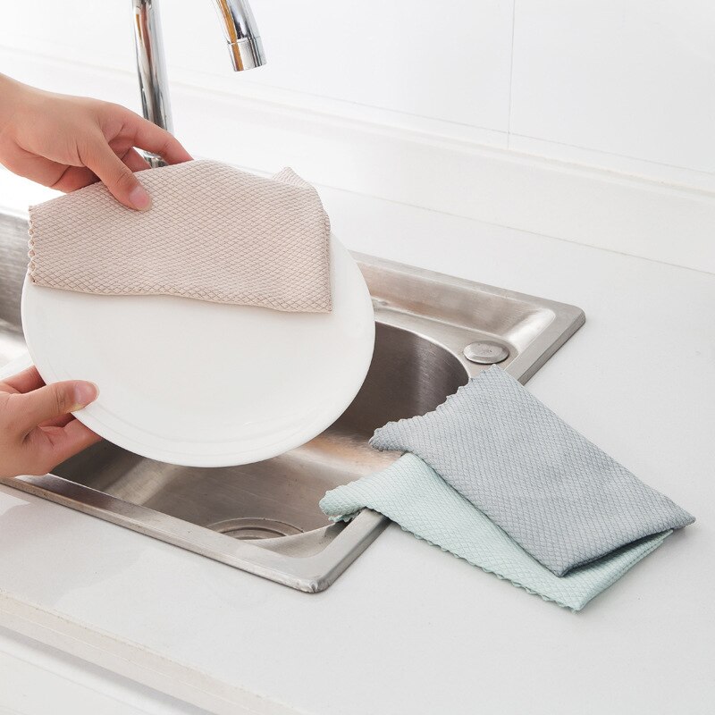 Chiffon spécial en écailles de poisson 30x40cm, pour le nettoyage du verre, pas de Traces, élimination de l'huile de cuisine, Non marquant, absorbant, serviette en peluche, 3 paquets