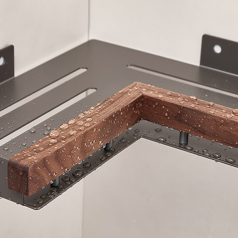 Badezimmer regal Eckraum Aluminium Holz Bad Dreieck Korb Duschraum Lager regal Wand montage