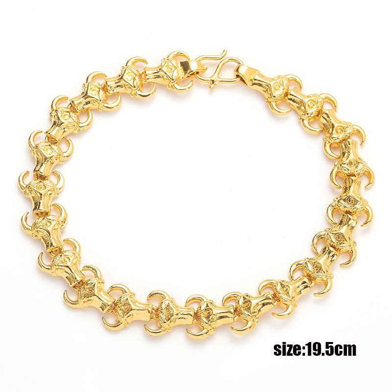 Plated 24K Gold Bracelet Multi Shape Punk Curb Cuban Chain Gold Bracelets Flowers Bangle Fox Fish Wife Fiance Collect: style-8