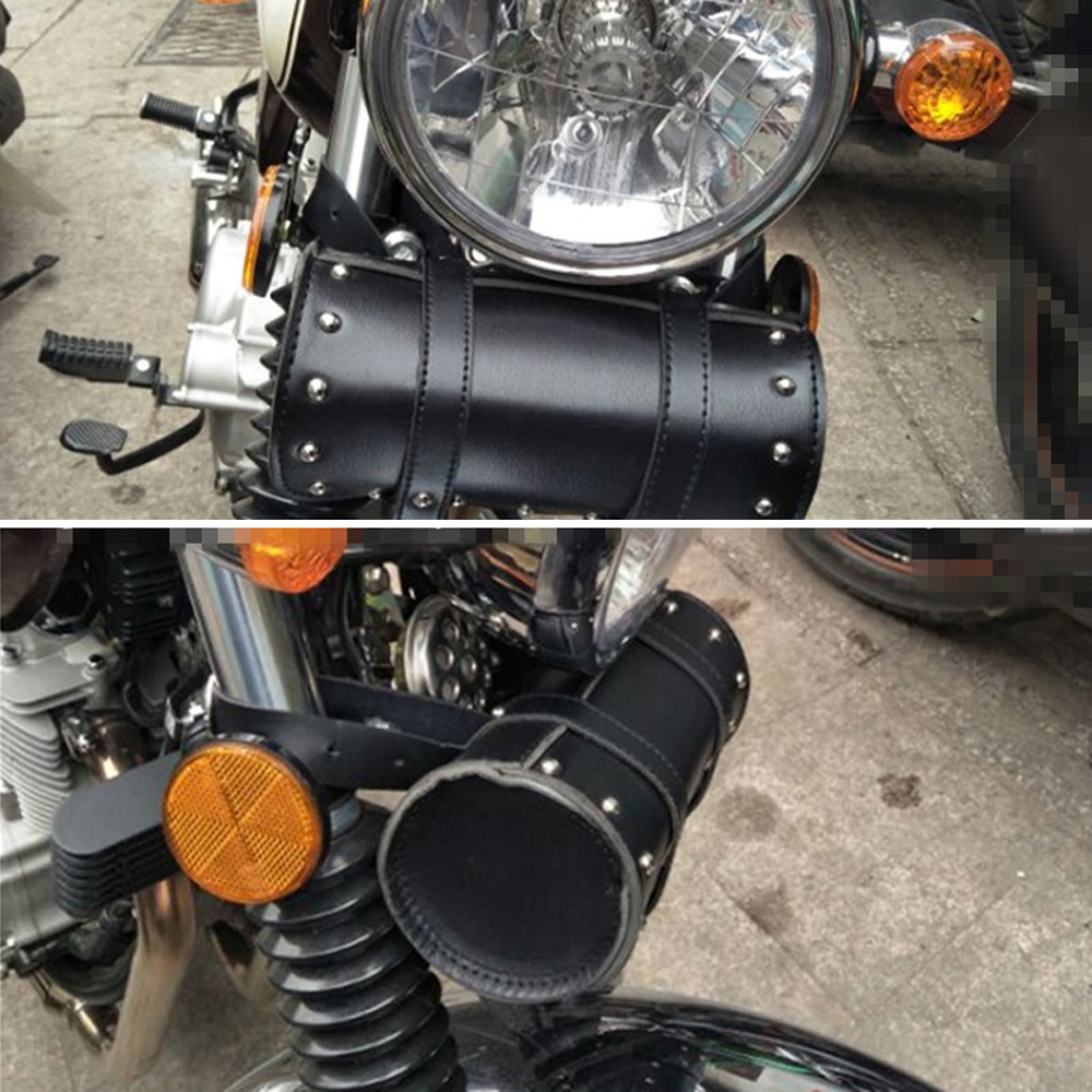 Universal motorcykel sadeltasker læder side værktøj bagage hale taske til harley