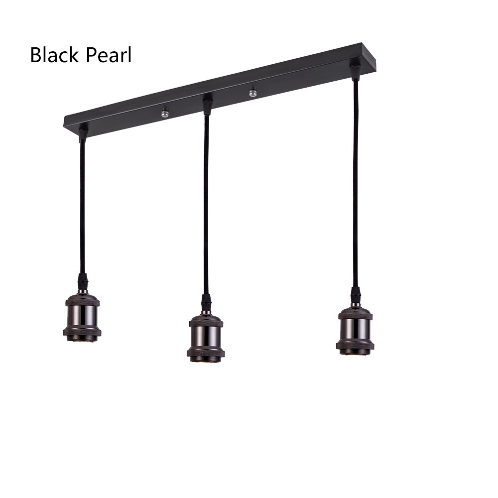 E27 Socket Aluminum Light Lamp Holder E26 Screw Bulb base Vintage Pendant lights Industrial Retro Fittings lamp holder Fixture: Black Long