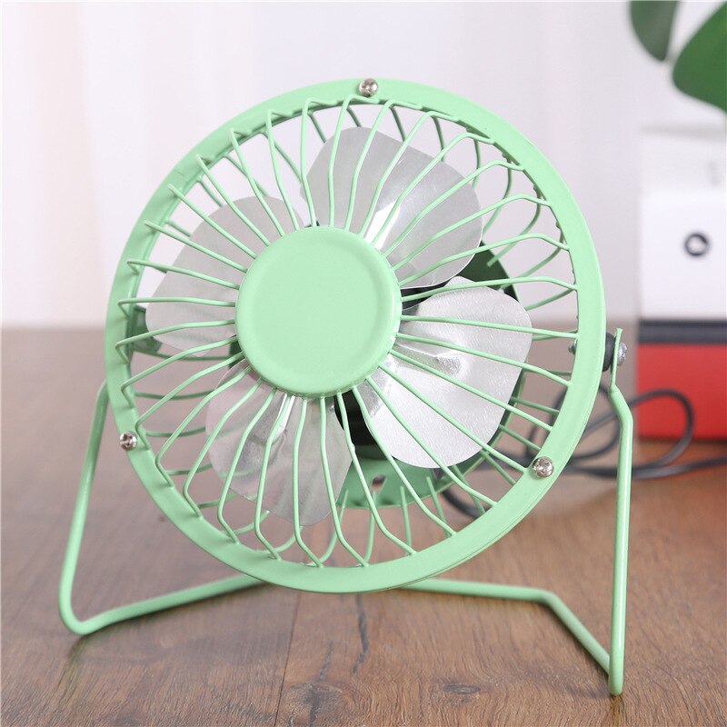 Draagbare Mini Ventilator Aluminium Blad Laste USB Smeedijzeren Fan Kantoor Computer USB Mini Elektrische Ventilator: Green