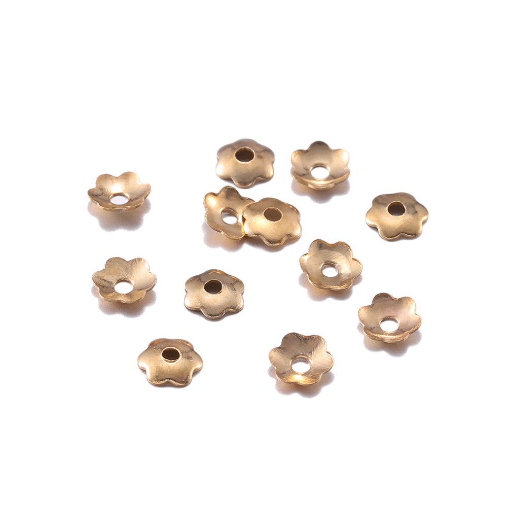 Lote de 1000 unidades de cuentas de filigrana de 4mm con forma de flores, Mini pétalo espaciador dorado con forma de copa, tapas para acabado de joyería: KC Gold