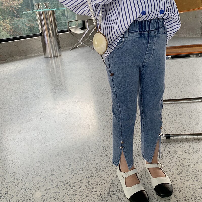 Jeans en Denim pour filles, pantalons pour enfants, printemps 2022