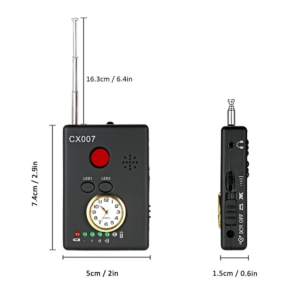 Multi-functional Full-range RF Wireless Signal Radio Detector 4 Signal Strength LED Status Indicator From Low To High