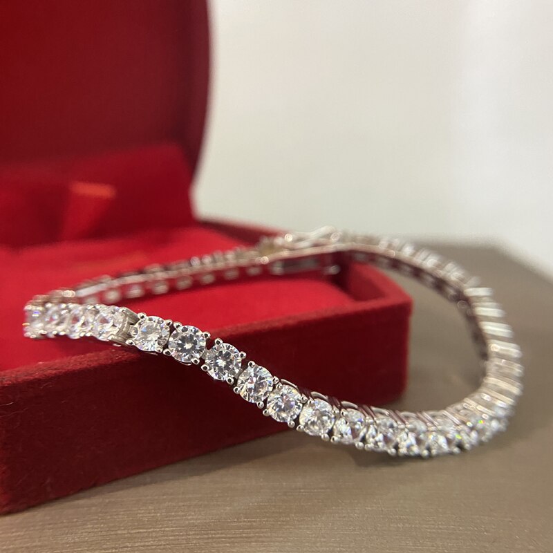 Oevas 100% 925 sterling sølv 3mm høj kulstof diamant armring charme bryllup armbånd fine smykker fest