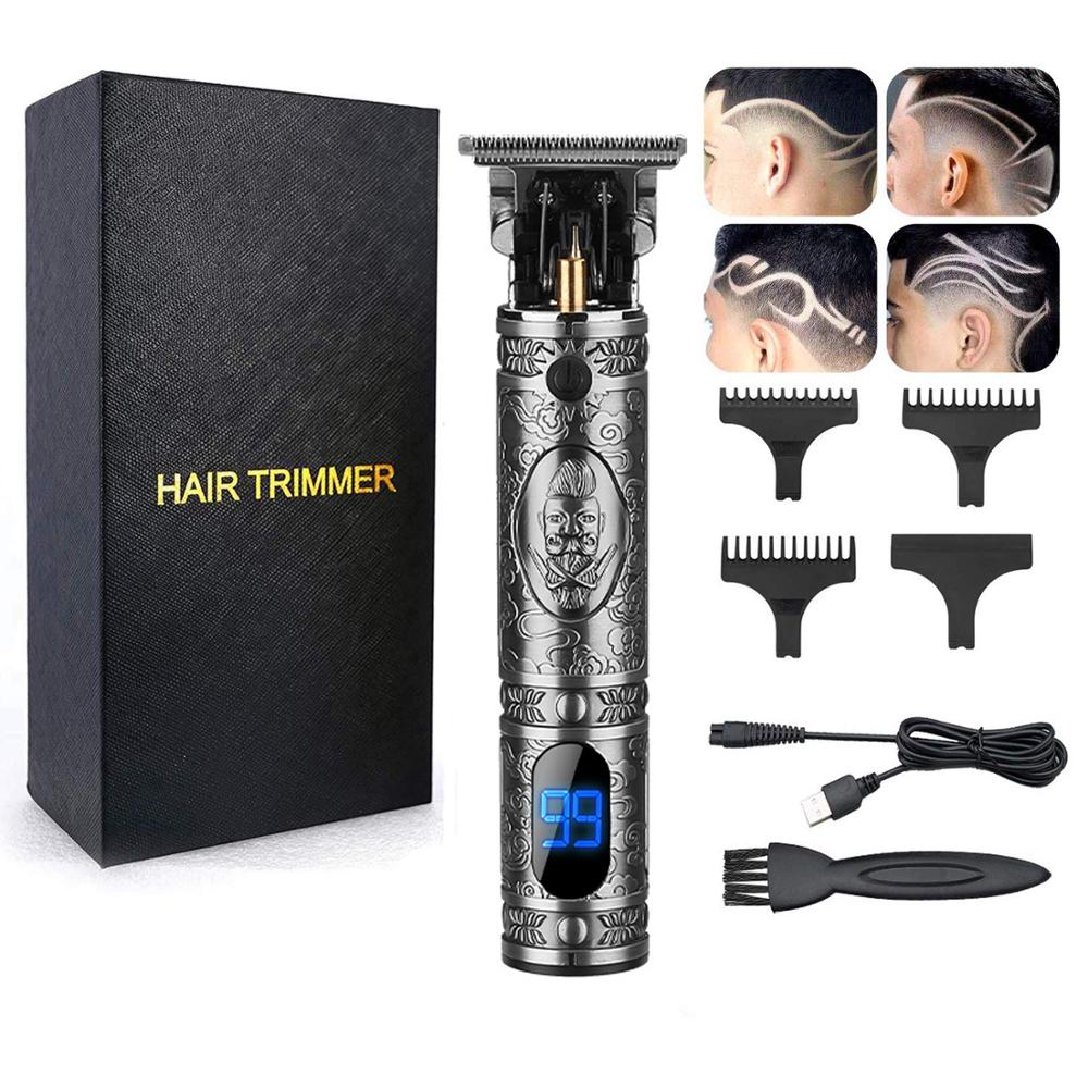 Professionelle kabellos haar Trimmer Null gapped 0 mm T klinge haar Salon Schermaschinen für männer friseur haarschnitt USB aufladbare maschine: Silber-