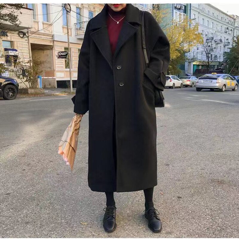 TOFOTL Manteau Femme En Laine Surdimensionné - Style Officier Élégant Pour Automne-Hiver - Col Montant Boutonné - 9