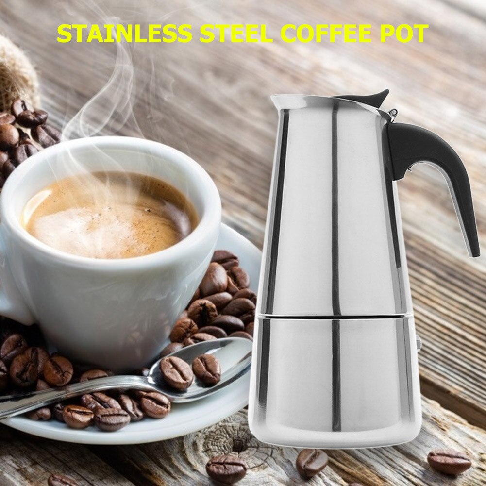 Stainless Steel Moka Pot European Coffee Pot Induction Cooker Open Flame Universal Coffee Pot Kitchen Tool Accessories
