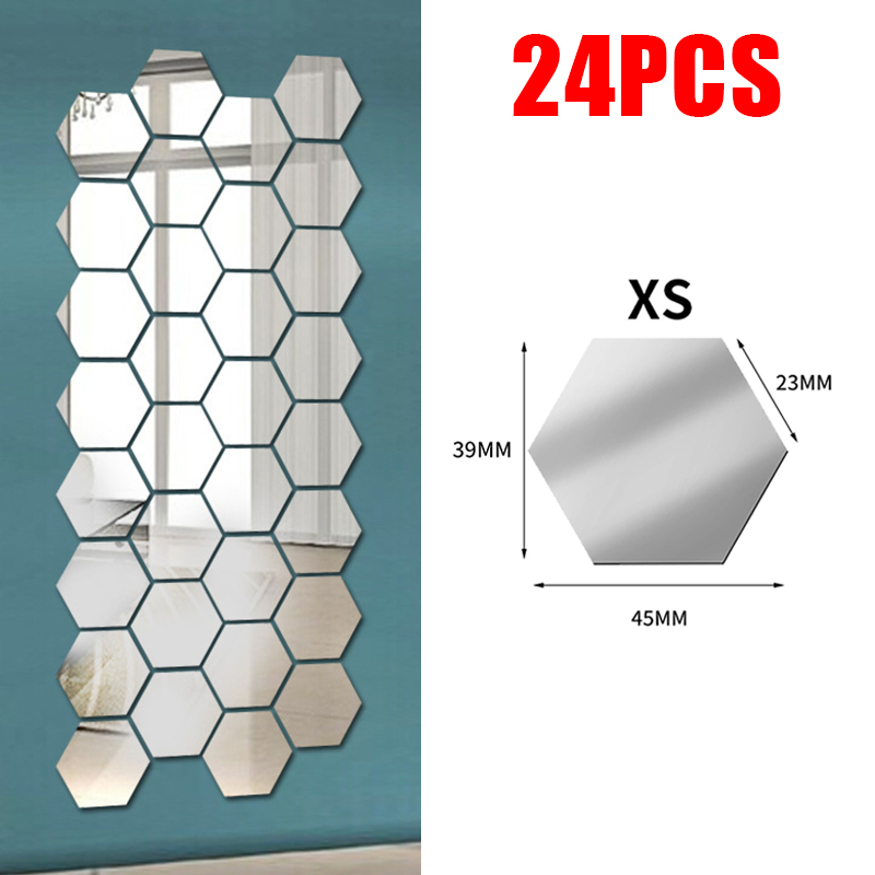 3D zeshoek spiegel muurstickers DIY muur spiegels sticker verwijderbare zelfklevende esthetische mozaïek tegels stickers woondecoratie