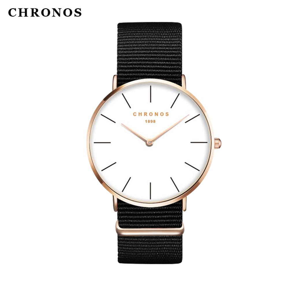 CHRONOS 1898 Lässig Nylon Uhren Damen Männlichen Minimalistischen Dünne Armbanduhren Paar Liebhaber Uhr Relogio Masculino CH02