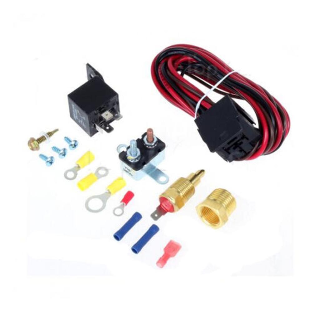 Car Electric Engine Fan Thermostat Temperature Relay Switch Sensor Kit