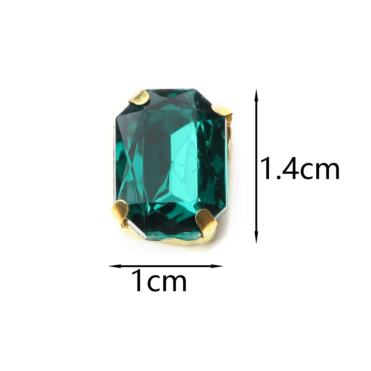 30 stuks 10 x 14mm rechthoekige kristallen glazen strass-steentjes, handgenaaide acryl strass-steentjes met gouden klauw voor kledingaccessoires