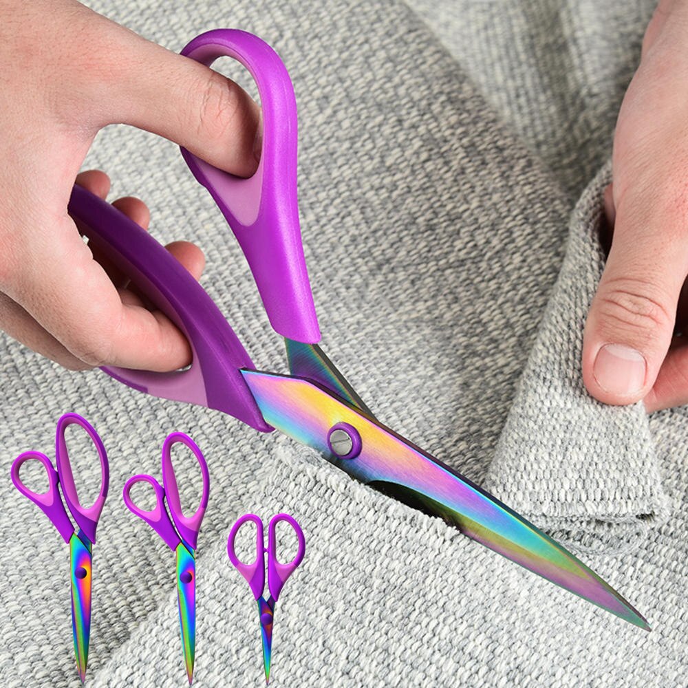 3Pcs Tailor Craft Scissors Sharp Titanium Blades Shears Multipurpose Scissors Tool Set Great for Office Sewing Arts Supplies