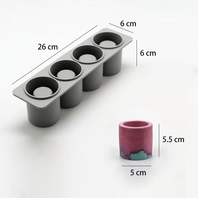 Handmade Silicone Cement Molds 4 Holes Succulent Plants Pot Concrete Mould DIY Pen Holder Decorative Tool