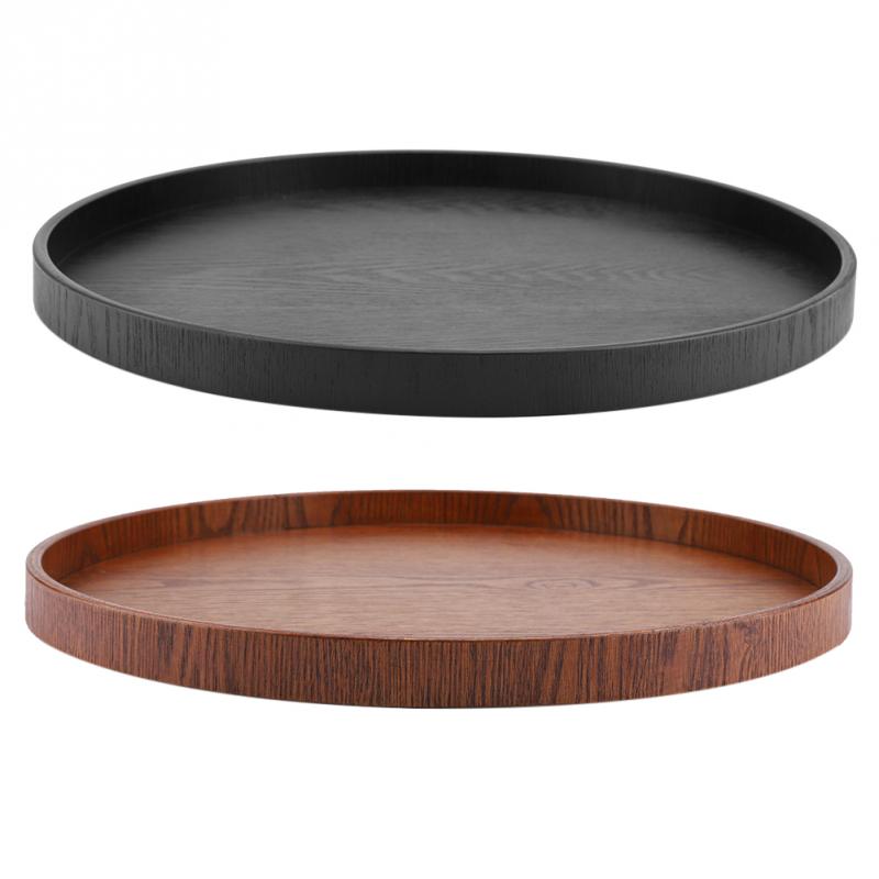 Ronde Vorm Massief Hout Thee Koffie Snack Voedsel Maaltijden 37.5 Cm Dienblad Plaat Restaurant Trays Mode Chinese Stijl theewaar