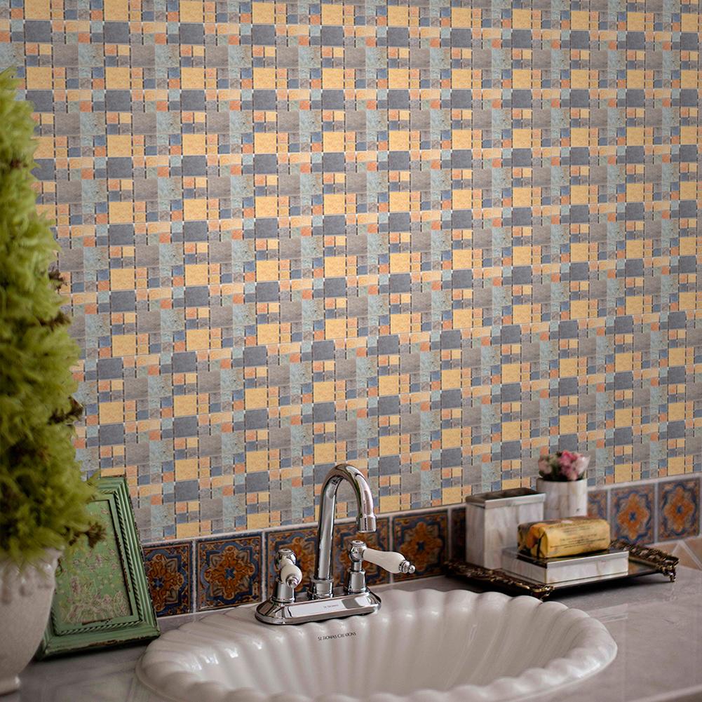 Azulejos de mosaico pasta cocina moderna simplicidad impermeable inodoro restaurante adhesivo piso gabinete decoración del hogar pegatinas de pared: MSC009