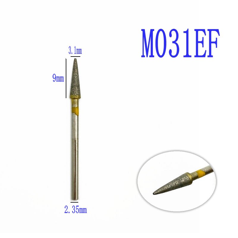 Fuly- Sintered Diamond HP Polisher Grinder for Polishing Trimming Drill 2.35mm Shank Dental HP Polishing Burs: M031EF