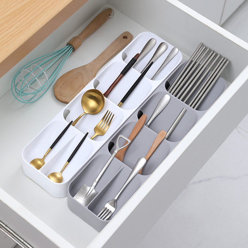 Bandeja de almacenamiento de cubiertos multiusos para cocina, soporte para cuchillos, tenedor, cuchara, organizador de clasificación, cajón, cajas de almacenamiento categorizadas
