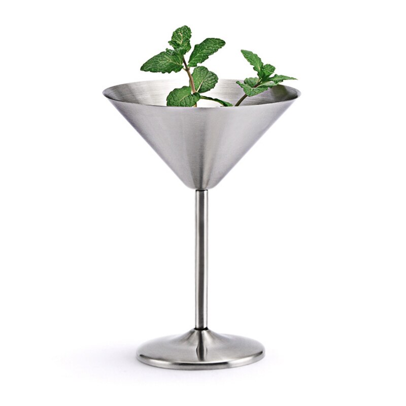 304 Stainless Steel 240ml 8OZ Martini Cocktail Cups High Heel Metal Wine Glass for Bar KTV Champagne: Silver 1
