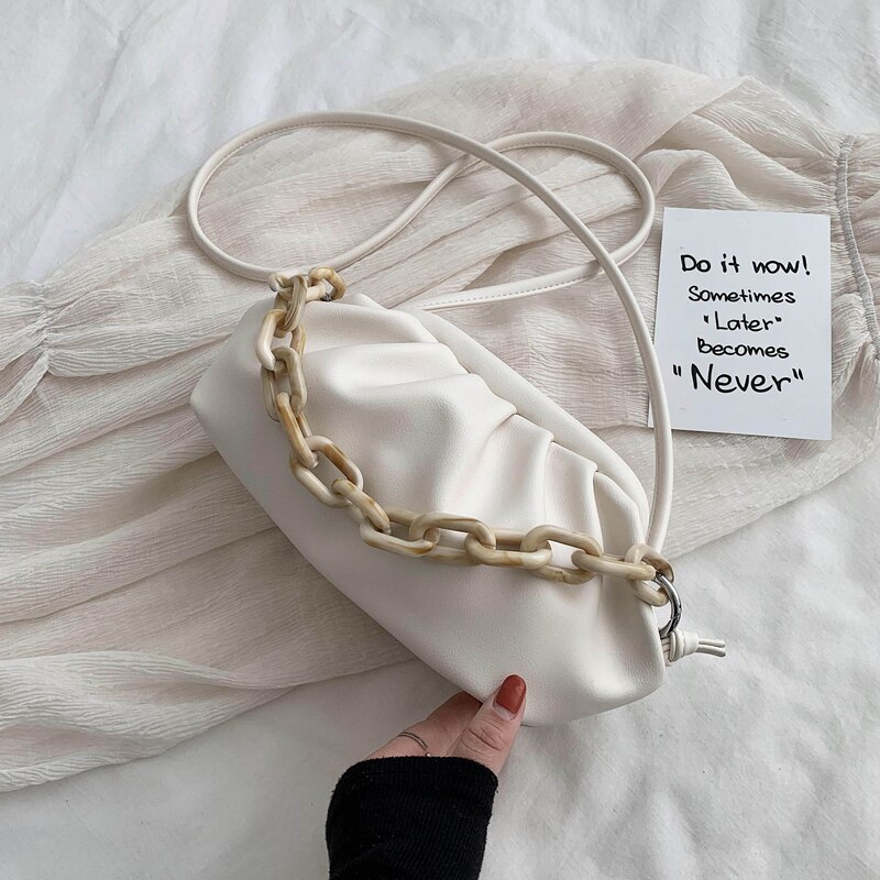 Chain Handbag & Retro Macaron Color Cloud Bag L: Shoulder Bag Width 33cm Height 17cm Thickness 11.5cm