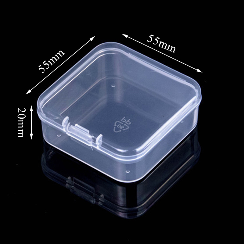Firkantede æsker mini klar plast smykker opbevaring etui container emballage æske til øreringe ringe perler samle småting: Mørkegrå