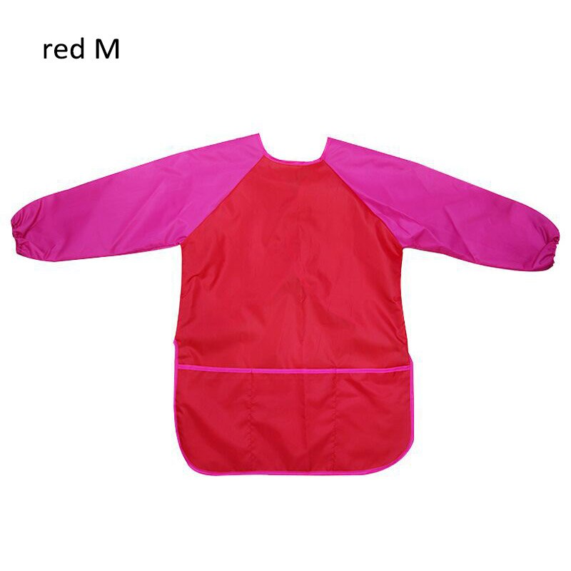 Wasserdichte Kunst Schürzen Kittel Nylon Langarm freundlicher Malerei Shirt Farbe Schürze Mädchen Junge Schule Malerei Zubehör 3 Größe: rot M