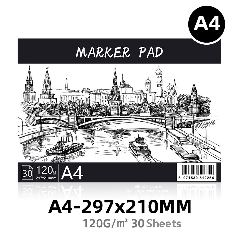 A3/A4/A5 Premium Manga Marker Paper Pad 120Gsm 30 Sheets Bleedproof Art Drawing Sketchbook Back to School for Pen, Pencil, Ink: A4
