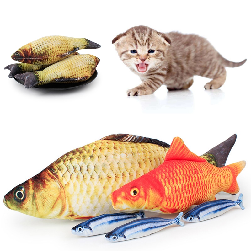 Kattleksak rolig realistisk fiskformad simulering husdjur katt flanell leksak fiskformad kudde husdjursleksak snabbt