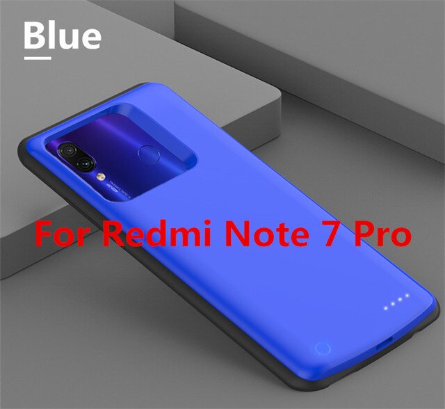 6500mah caso carregador de bateria portátil para xiaomi redmi nota 7 bateria caso powerbank bateria de carregamento capa para redmi nota 7 pro: Blue For Note 7 Pro