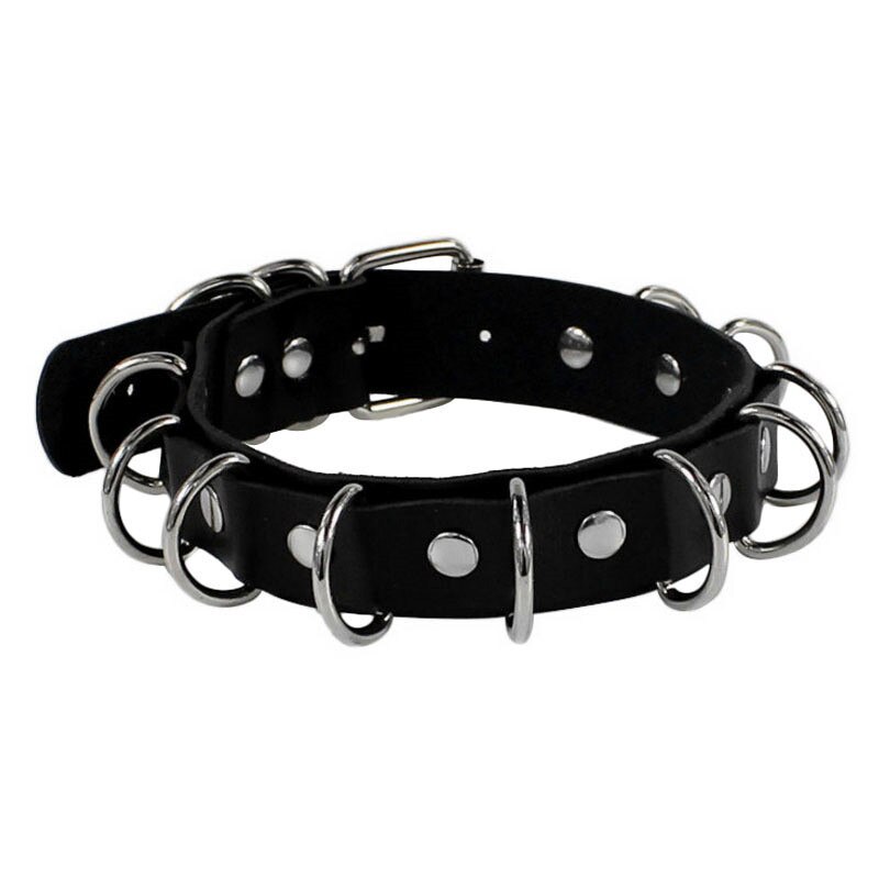 Collar de Metal multicapa con remache de punta redonda para mujer, Gargantilla gótica, joyería: black
