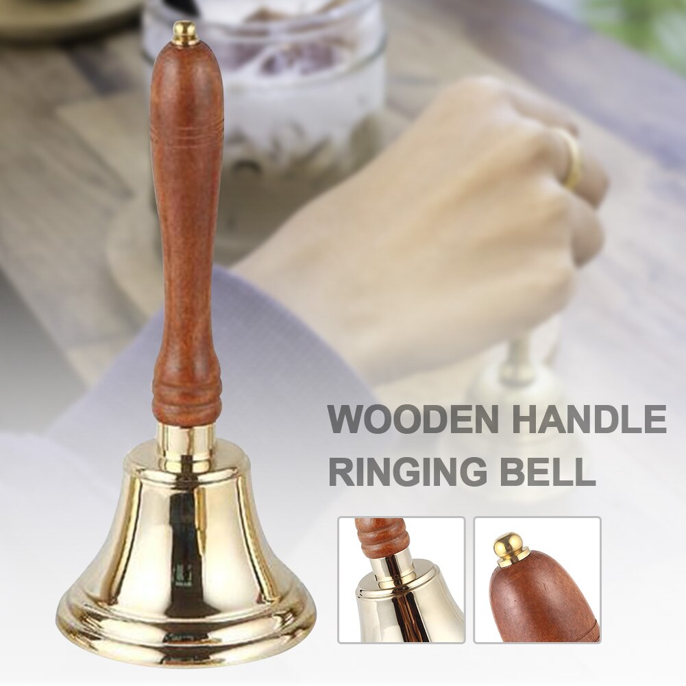 Pub Hand Bell Loud Hospital Classic Wood Handle 3.5 Inch Hotel Reception Party School Party Home School Ringing Training