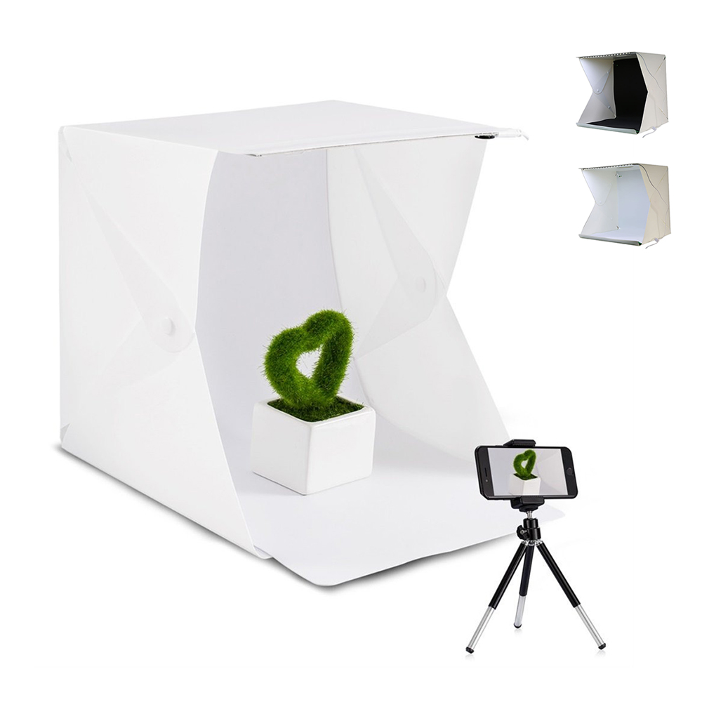 Vouwen Lightbox Zwart-wit Achtergrond Draagbare Fotostudio Schieten Tent met Led-verlichting, opvouwbare Light box