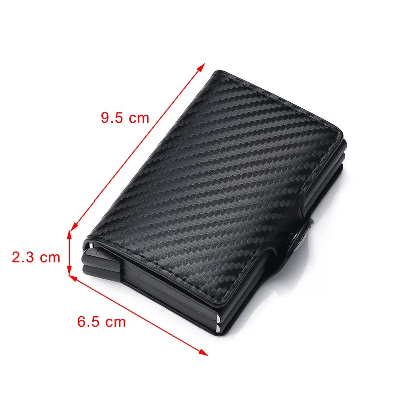Tarjetero antirrobo para hombre, tarjetero con bloqueo Rfid doble, caja de aluminio de seguridad de cuero, monedero de Metal, tarjetero