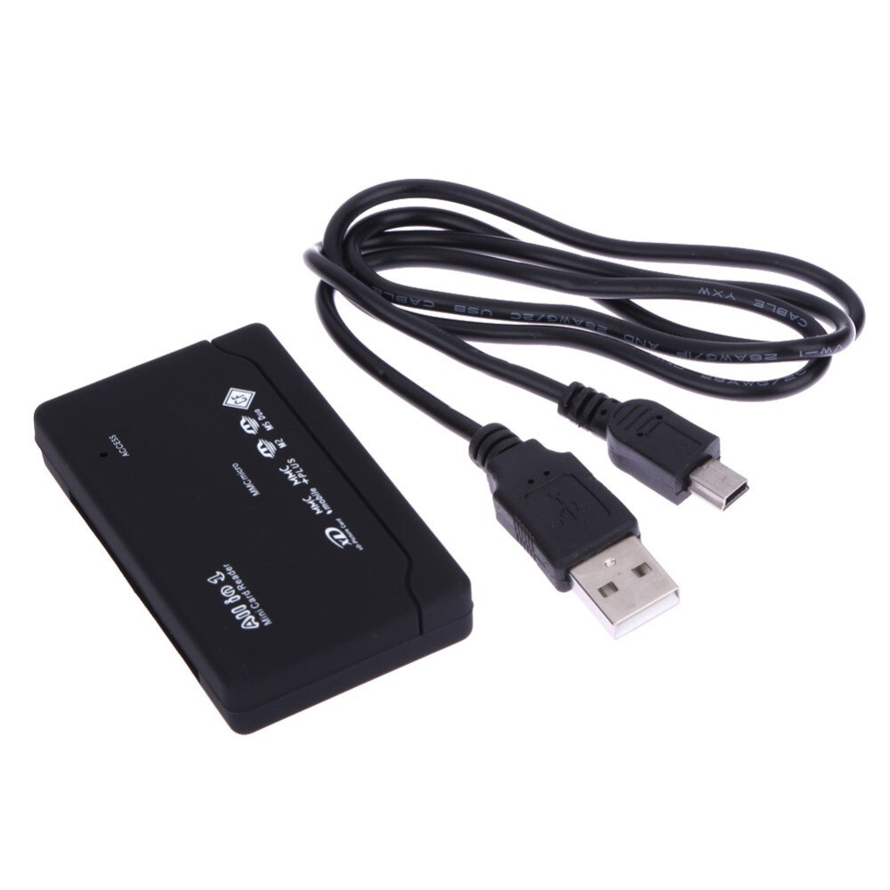 Black All in One Memory Card Reader USB External Cardreader SD SDHC Mini Micro M2 MMC XD CF Reader for MP3, Digital camera