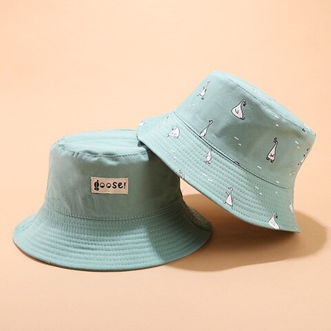 Panama Emmer Hoed Mannen Vrouwen Zomer Emmer Cap Banana Print Geel Bob Hoed Hip Hop Gorros Vissen Visser Hoed: goose green