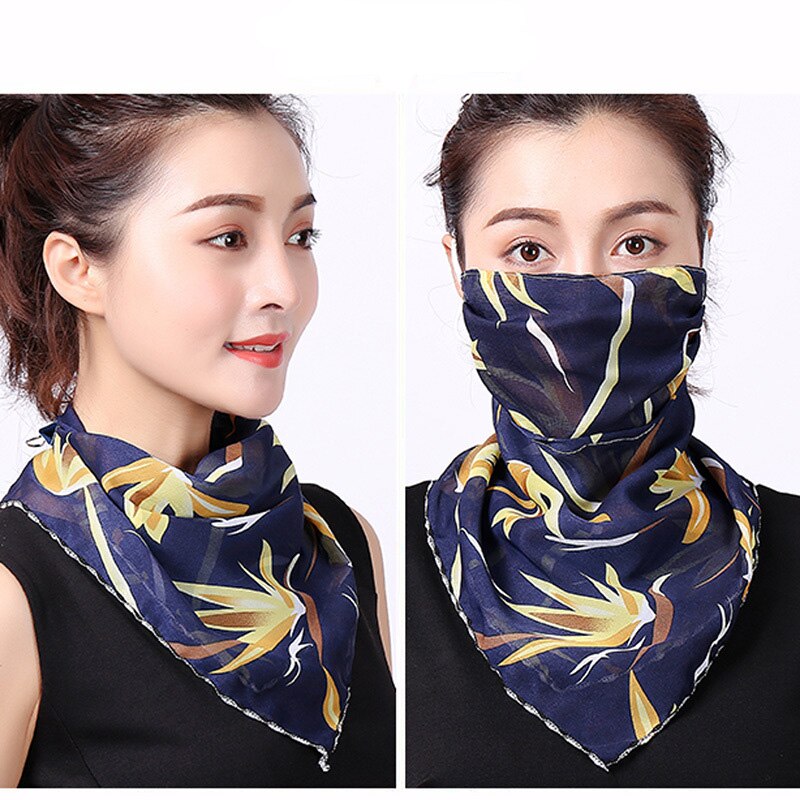 Rooxin Women Face Scarf Bandana with Ear Loops Outdoor Sport Cycling Face Mask Sun Protection Mask Neck Scarf for Hiking Camping