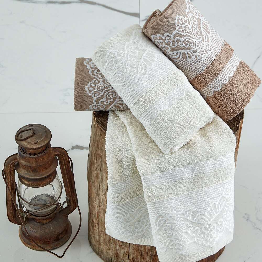 Turkisk handduk lyxig spets badhandduk strandhandduk ansiktshandduk set 4 st 50 x 85 cm broderade 100%  bomull turkiska handdukar set