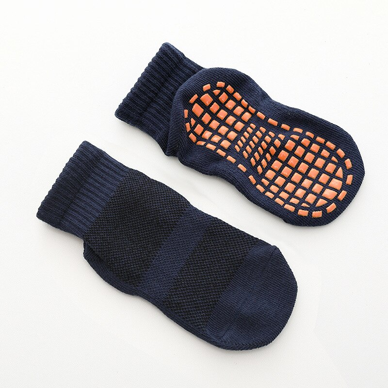 1 Pair Cotton Anit Slip Kids Sports Socks Boys Girls Short Ankle Socks 1-10 Years Old Children Warm Socks Solid Color: Navy blue / L