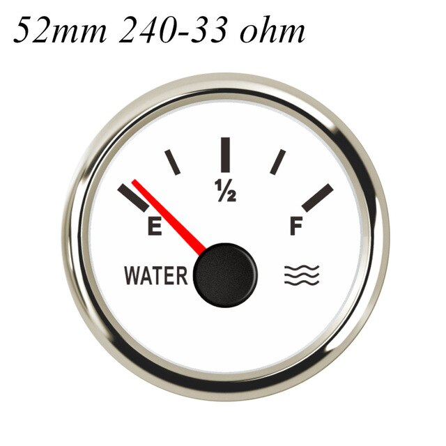 52mm vanntette marine vannstandsmåler 0-190 ohm rustfritt stål båt vanntank nivå indikator måler jolle tilbehør 9-32v: Ws 240-33 ohm