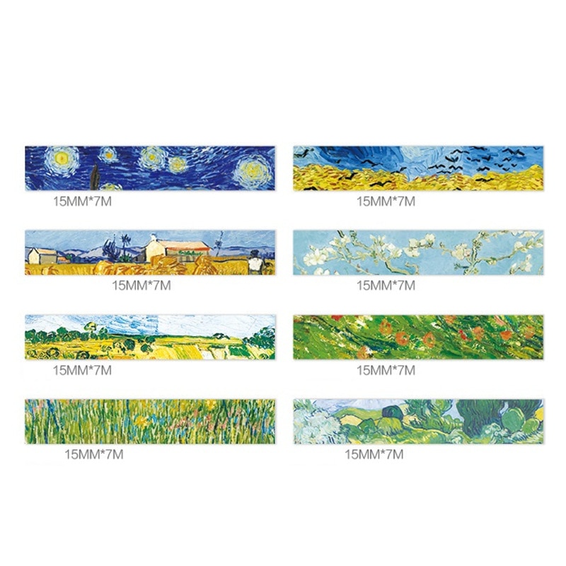 Van Goah Schilderen Papier Washi Tape 15 Mm Starry Night Irissen Abrikoos Zelfklevende Masking Tapes School Decoratie Stickers 6186