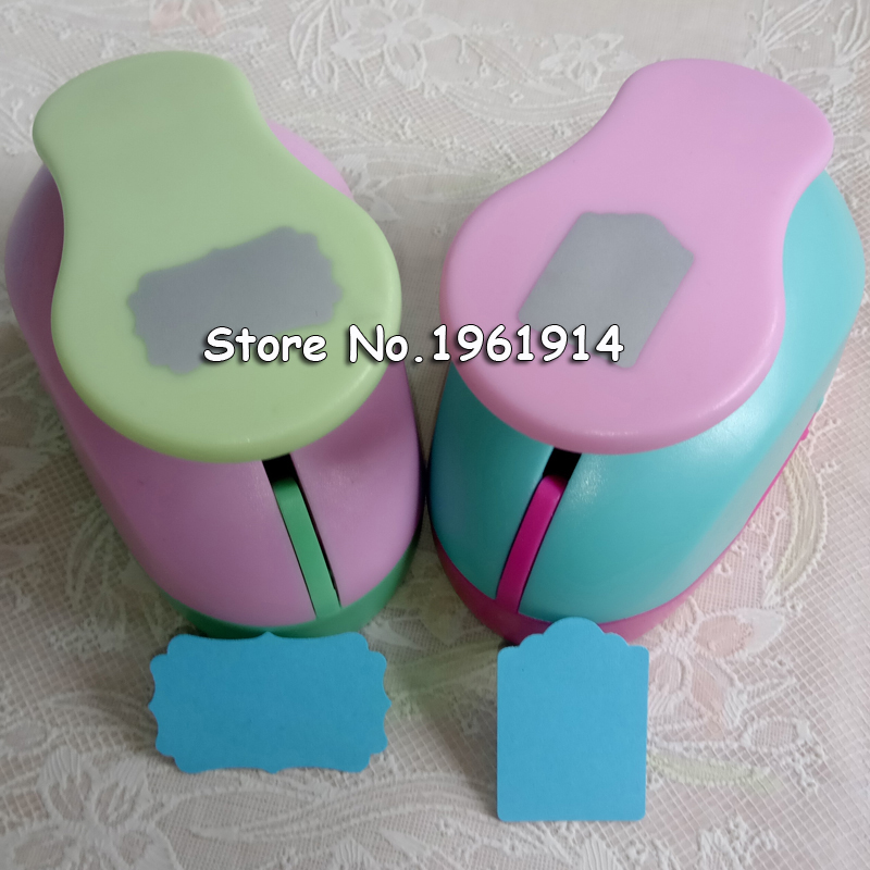 Perforadora de 2 piezas Kawaii para estudiantes, cortador hecho a mano, perforadora con forma de etiqueta, 2 pulgadas, 4-5cm, tamaño de corte