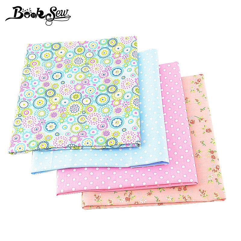 Booksew Stoffen tela de algodón 4 unids/lote 40cm x 50cm Floral Telas Patchwork Algodon ropa de costura tejido tilda materiales